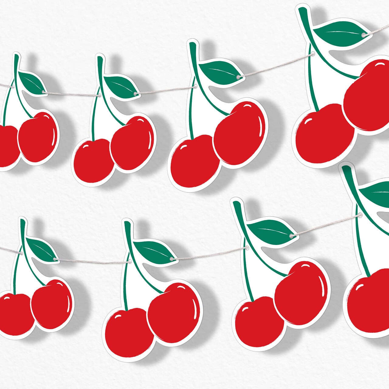 Big Dot of Happiness Cherry Garland Banner, Cherry On Top Birthday Party Decorations Backdrop, 30 Feet of Cord, 15 Double-Sided Paper Cherries